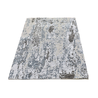 Modern and Contemporary Wool Hand Knotted Rug Ivory Not Border 3.0X5.0 -O066579