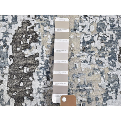 Modern and Contemporary Wool Hand Knotted Rug Ivory Not Border 3.0X5.0 -O066579