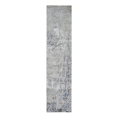 Modern and Contemporary Wool Hand Knotted Rug Grey Not Border 2.5X10.2 -O066580