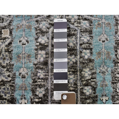 Transitional Wool & Silk Hand Knotted Rug Black No Border 2.7X10.1 -O066583