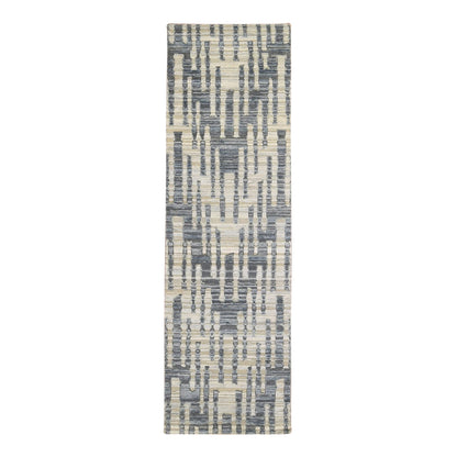 Modern and Contemporary Wool & Silk Hand Knotted Rug Blue Not Border 2.6X8.3 -O066585