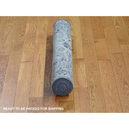 Transitional Wool & Silk Hand Knotted Rug Ivory No Border 2.6X8.0 -O066587