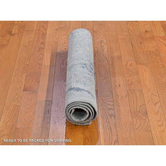 Transitional Wool & Silk Hand Knotted Rug Ivory Not Border 3.0X5.5 -O066590