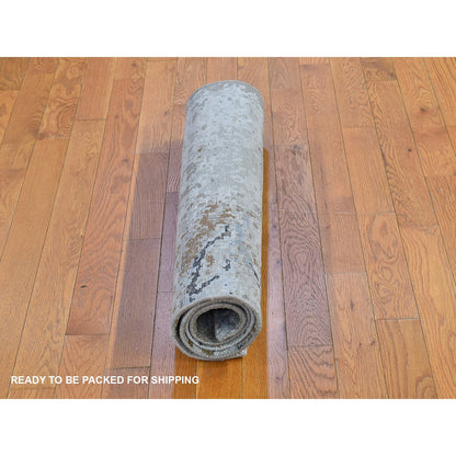 Modern and Contemporary Wool & Silk Hand Knotted Rug Grey Not Border 2.10X5.1 -O066592