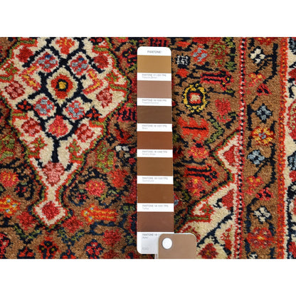Antique Wool Hand Knotted Rug Brown Not Border 3.6X17.4 -O066593