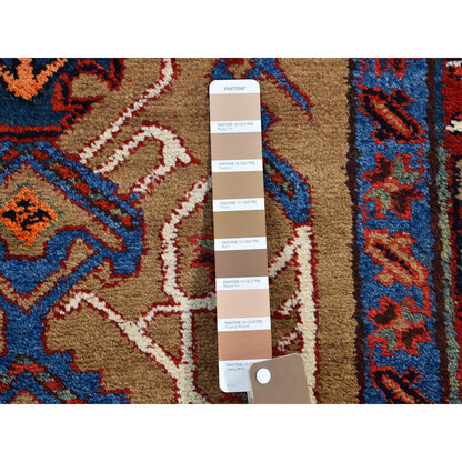 Antique Wool Hand Knotted Rug Brown Red 4.1X12.8 -O066597