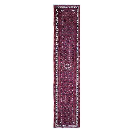 Persian Wool Hand Knotted Rug Red Ivory 2.8X13.3 -O066605
