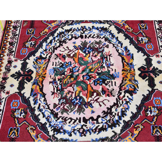Persian Wool Hand Knotted Rug Red Ivory 3.7X5.0 -O066628