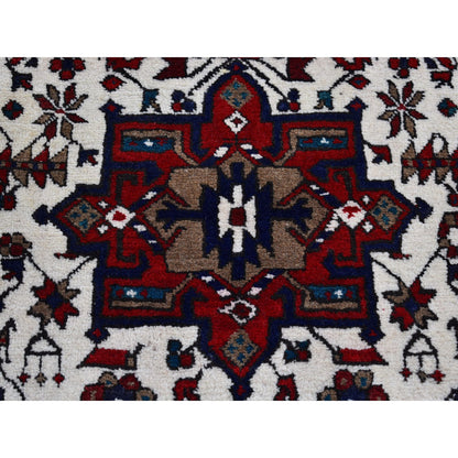 Persian Wool Hand Knotted Rug Ivory Red 3.3X14.7 -O066637