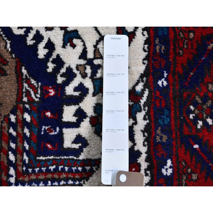 Persian Wool Hand Knotted Rug Ivory Red 3.3X14.7 -O066637