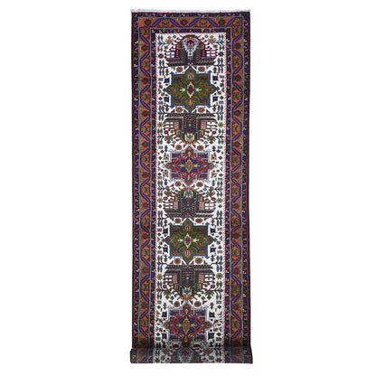 Persian Wool Hand Knotted Rug Ivory Burnt Orange 3.3X12.2 -O066645