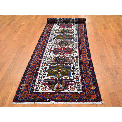 Persian Wool Hand Knotted Rug Ivory Burnt Orange 3.3X12.2 -O066645