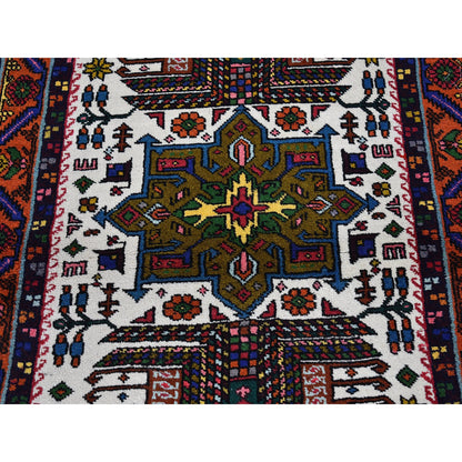 Persian Wool Hand Knotted Rug Ivory Burnt Orange 3.3X12.2 -O066645