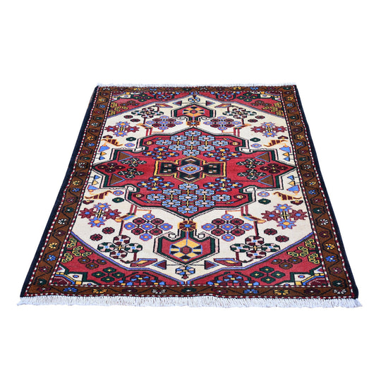Persian Wool Hand Knotted Rug Ivory Brown 3.5X5.2 -O066655