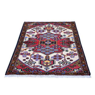 Persian Wool Hand Knotted Rug Ivory Brown 3.5X5.2 -O066655