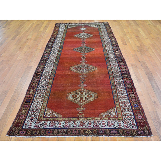 Persian Wool Hand Knotted Rug Red Ivory 4.8X12.0 -O066657