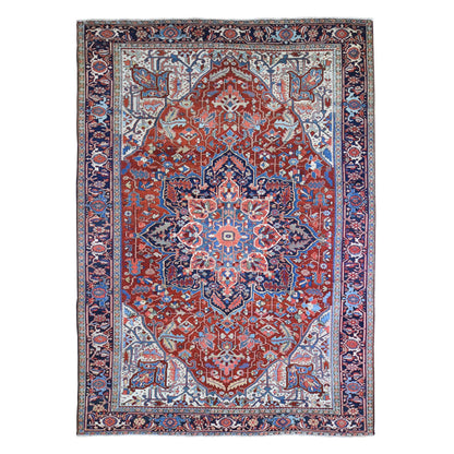 Persian Wool Hand Knotted Rug Red Navy Blue 8.3X11.3 -O066661
