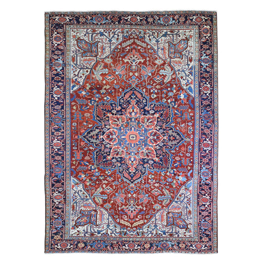 Persian Wool Hand Knotted Rug Red Navy Blue 8.3X11.3 -O066661