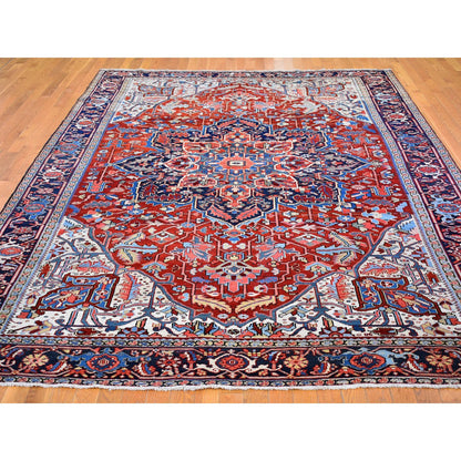 Persian Wool Hand Knotted Rug Red Navy Blue 8.3X11.3 -O066661