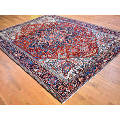Persian Wool Hand Knotted Rug Red Navy Blue 8.3X11.3 -O066661