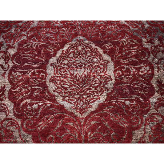 Wool and Silk Wool Hand Knotted Rug Red Not Border 3.2X5.7 -O066663