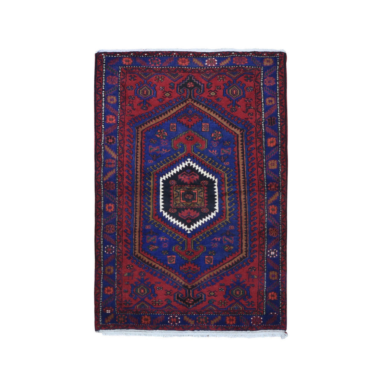Red 4'6" x 6'8" Persian Ultramarine Hand knotted Wool Rug - Sku: O066672