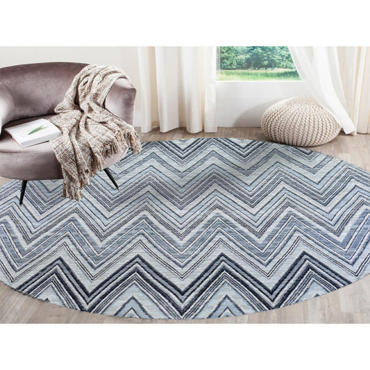 Modern and Contemporary Wool & Silk Hand Knotted Rug Grey No Border 9.0X9.0 -O066695