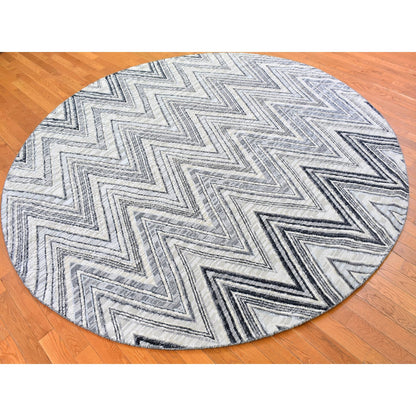Modern and Contemporary Wool & Silk Hand Knotted Rug Grey No Border 9.0X9.0 -O066695