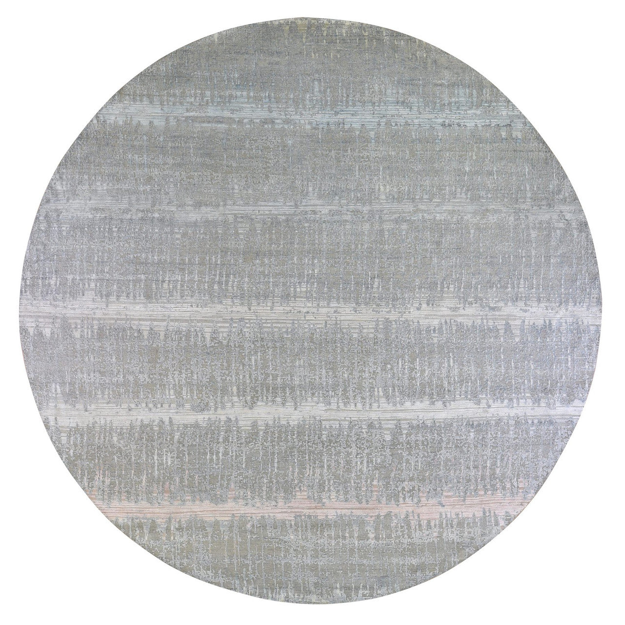Gray 12'0" x 12'0" Modern and Contemporary Not Border Hand knotted Wool/Silk Rug - Sku: O066700