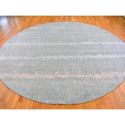 Modern and Contemporary Wool & Silk Hand Knotted Rug Grey Not Border 12.0X12.0 -O066700