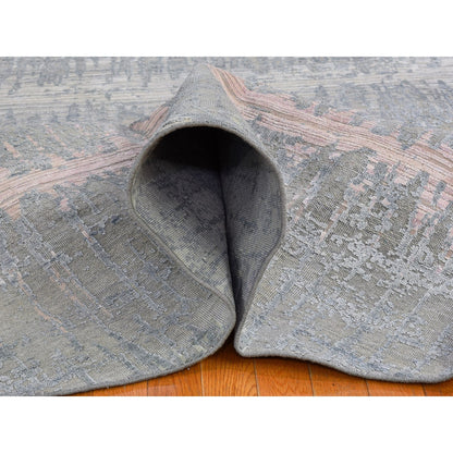 Modern and Contemporary Wool & Silk Hand Knotted Rug Grey Not Border 12.0X12.0 -O066700
