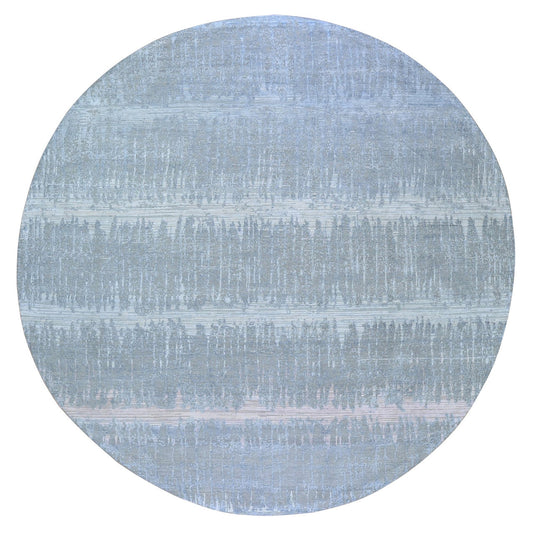 Modern and Contemporary Wool & Silk Hand Knotted Rug Grey Not Border 10.1X10.1 -O066701