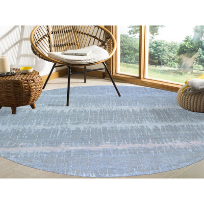 Modern and Contemporary Wool & Silk Hand Knotted Rug Grey Not Border 10.1X10.1 -O066701