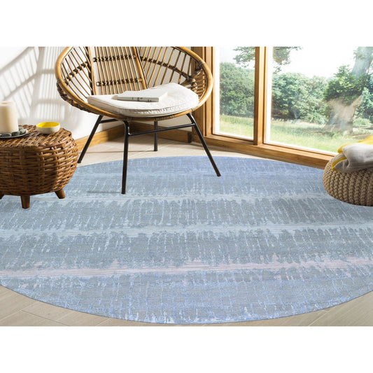 Modern and Contemporary Wool & Silk Hand Knotted Rug Grey Not Border 10.1X10.1 -O066701