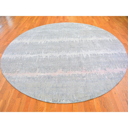 Modern and Contemporary Wool & Silk Hand Knotted Rug Grey Not Border 10.1X10.1 -O066701