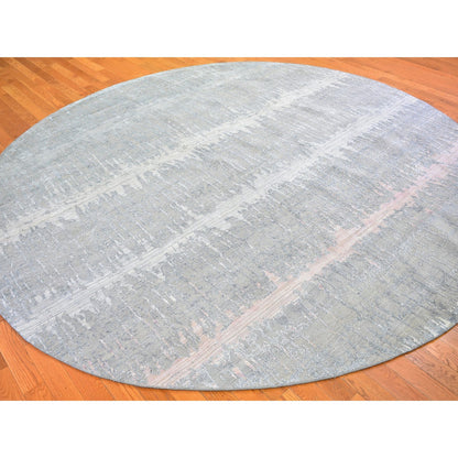Modern and Contemporary Wool & Silk Hand Knotted Rug Grey Not Border 10.1X10.1 -O066701