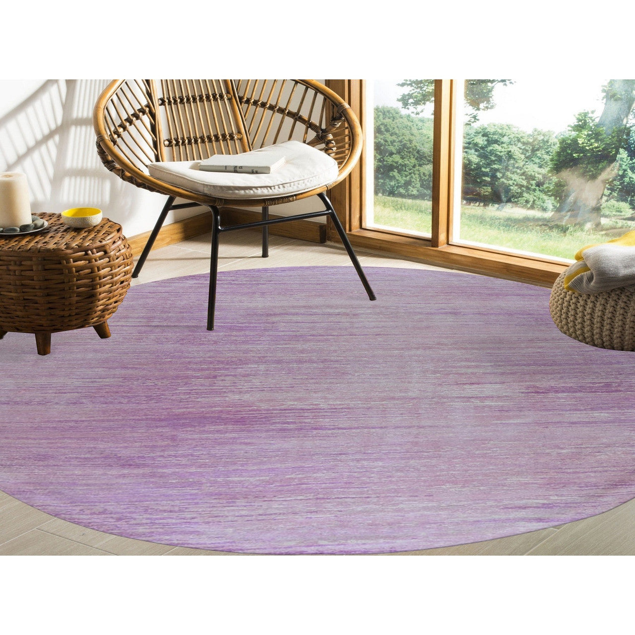 Modern and Contemporary Wool Hand Knotted Rug Pink Not Border 9.0X9.0 -O066702