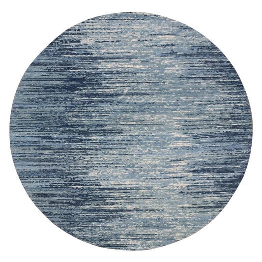 Modern and Contemporary Wool Hand Knotted Rug Blue Not Border 9.0X9.0 -O066703