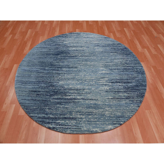 Modern and Contemporary Wool Hand Knotted Rug Blue Not Border 9.0X9.0 -O066703