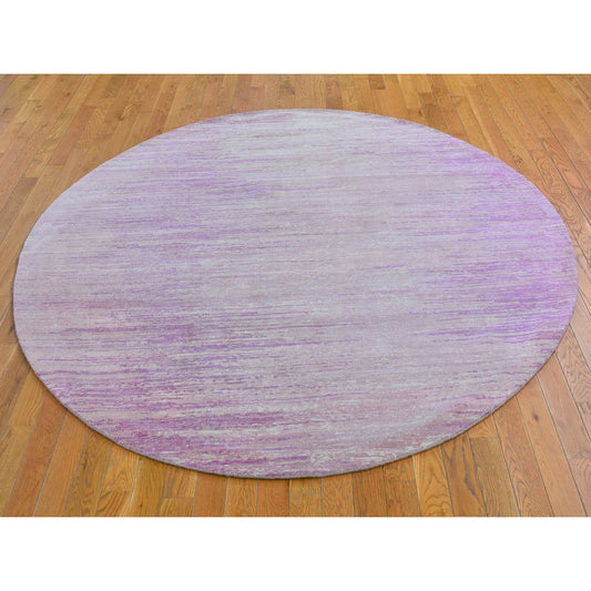 Modern and Contemporary Wool Hand Knotted Rug Pink Not Border 7.0X7.0 -O066705