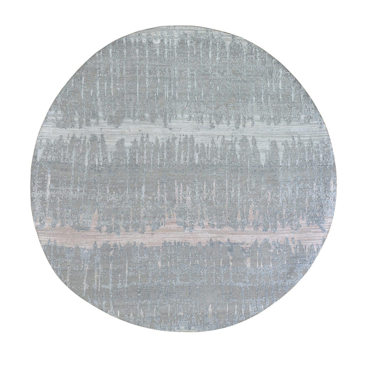 Gray 6'0" x 6'0" Modern and Contemporary Not Border Hand knotted Wool/Silk Rug - Sku: O066707