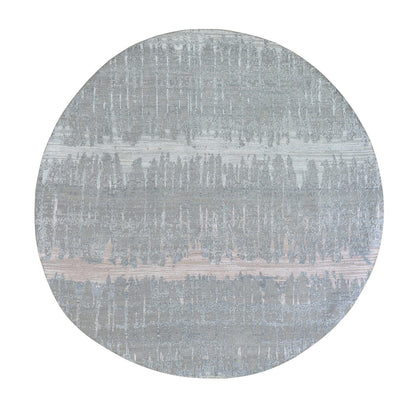 Modern and Contemporary Wool & Silk Hand Knotted Rug Grey Not Border 6.0X6.0 -O066707