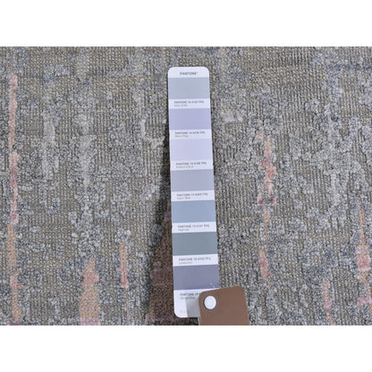 Modern and Contemporary Wool & Silk Hand Knotted Rug Grey Not Border 6.0X6.0 -O066707
