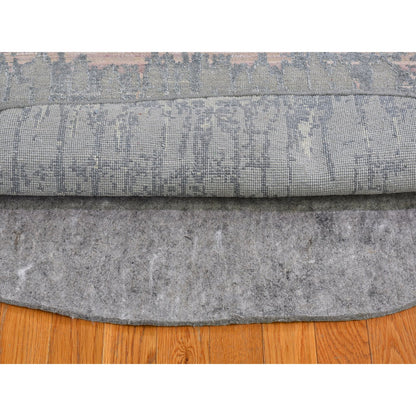 Modern and Contemporary Wool & Silk Hand Knotted Rug Grey Not Border 6.0X6.0 -O066707