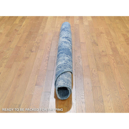 Modern and Contemporary Wool & Pure Silk Hand Knotted Rug Blue No Border 6.2X6.2 -O066717