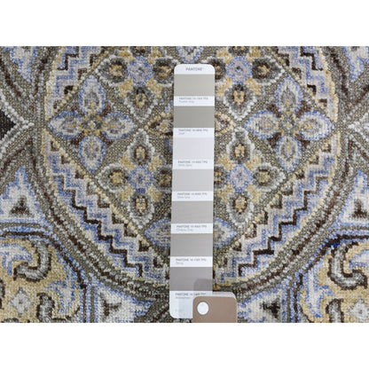 Transitional Wool & Silk Hand Knotted Rug Brown No Border 5.1X5.1 -O066718