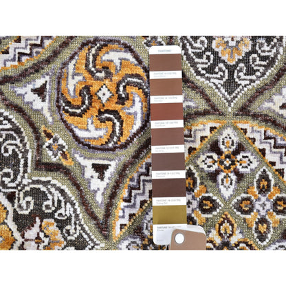 Transitional Wool & Silk Hand Knotted Rug Brown No Border 2.6X16.3 -O066723