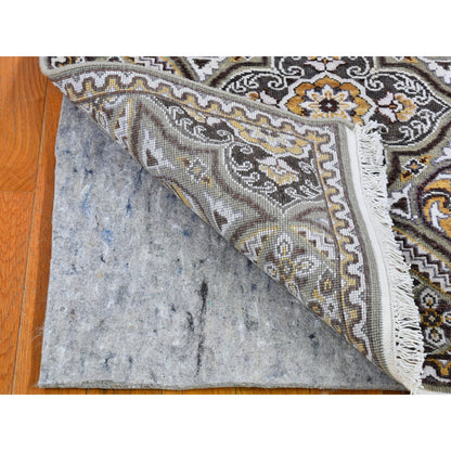 Transitional Wool & Silk Hand Knotted Rug Brown No Border 2.6X16.3 -O066723