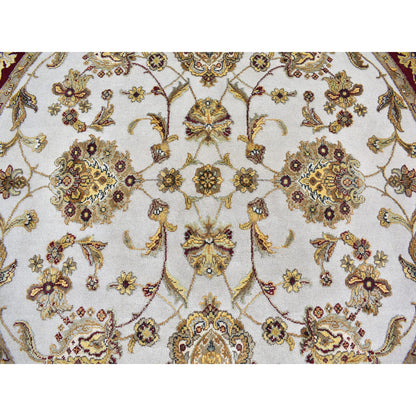 Rajasthan Wool & Silk Hand Knotted Rug Ivory Red 6.1X6.1 -O066726