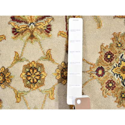 Rajasthan Wool & Silk Hand Knotted Rug Ivory Red 6.1X6.1 -O066726